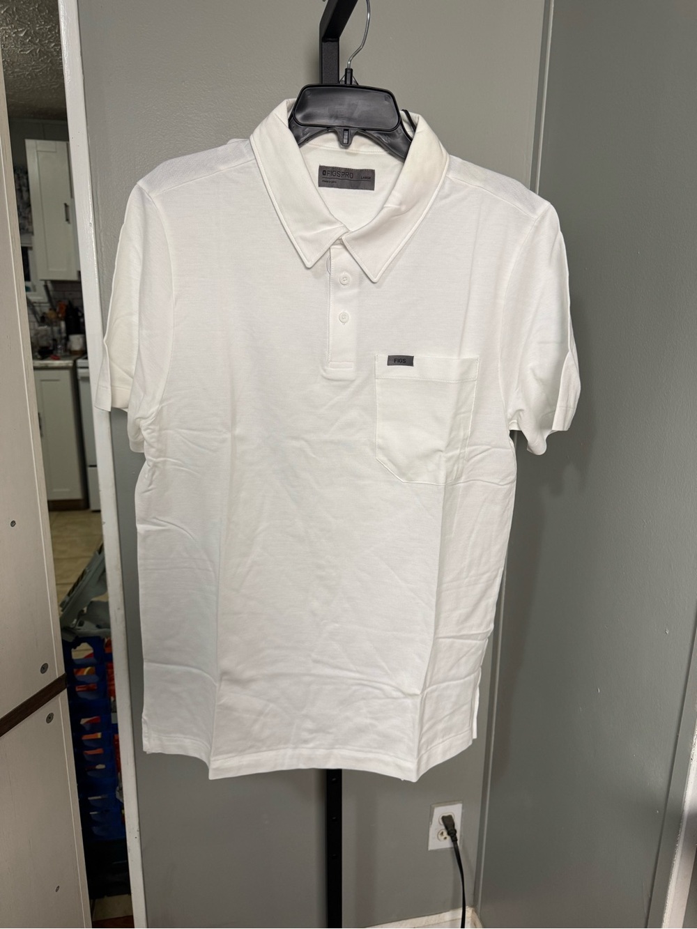 NWT FIGS Men's White Polo Shirt - Classic Short Sleeve